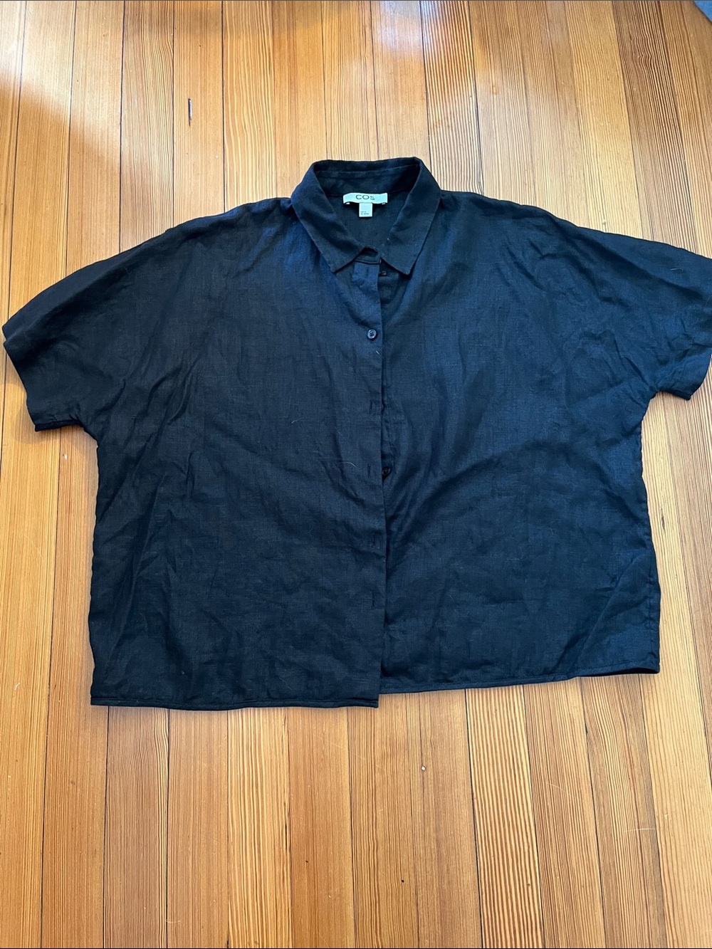 COS Black Linen button down shirt